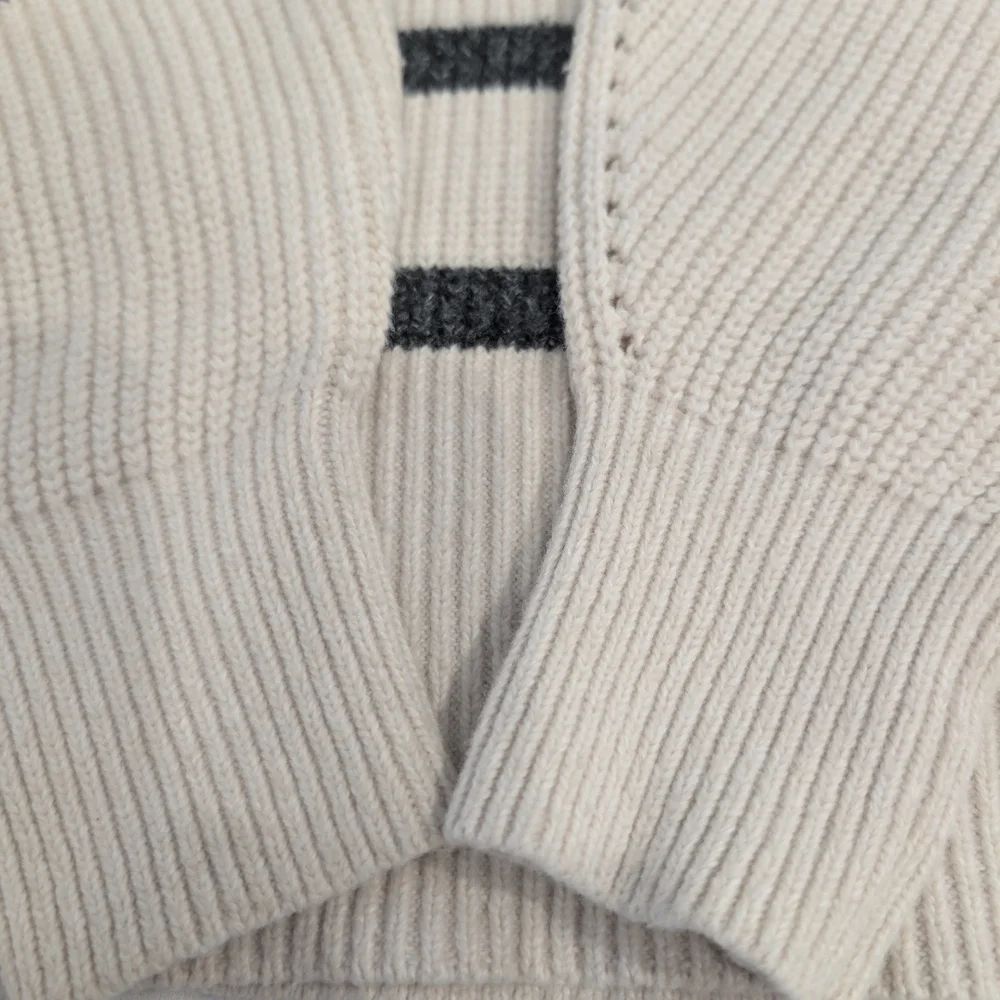 Free Assembly Unisex Half Zip Sweater Size Small Chunky Knit Black Stripes - Picture 7 of 12